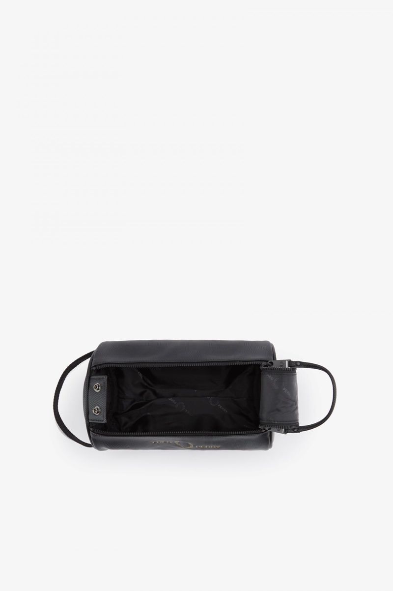 Men's Fred Perry Piqué Textured Wash Bags Black | 3297640-GA