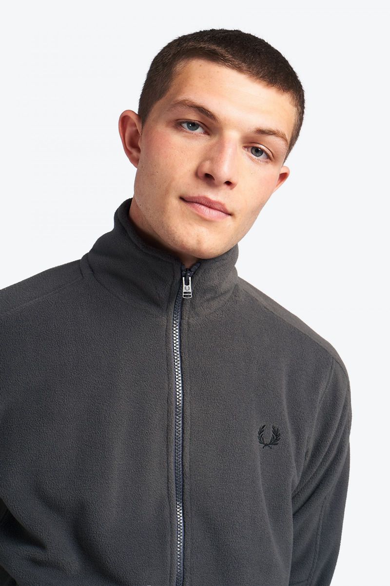 Men's Fred Perry Polar Fleece Track Jackets Black | 2945061-YN