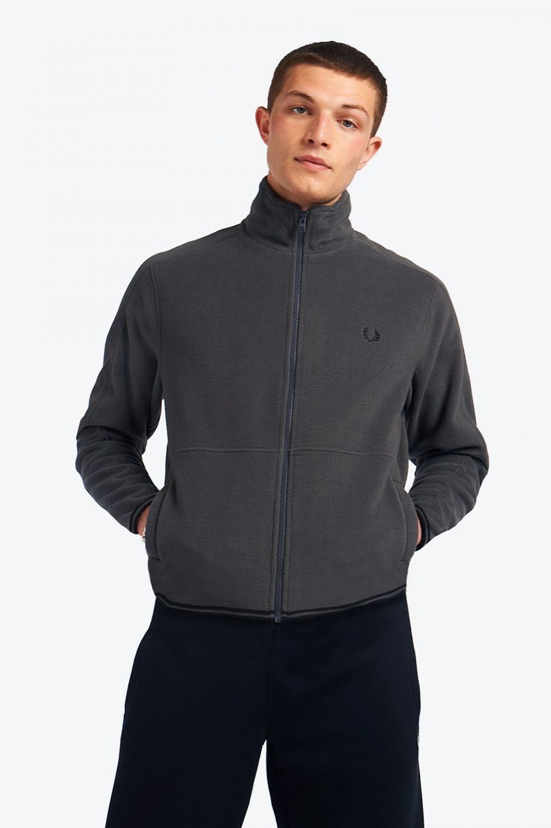 Men\'s Fred Perry Polar Fleece Track Jackets Black | 2945061-YN