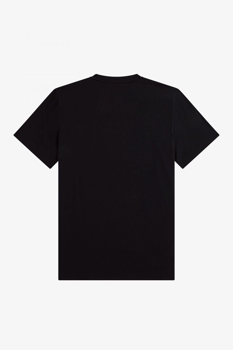 Men's Fred Perry Print T-Shirts Black | 4817092-BO