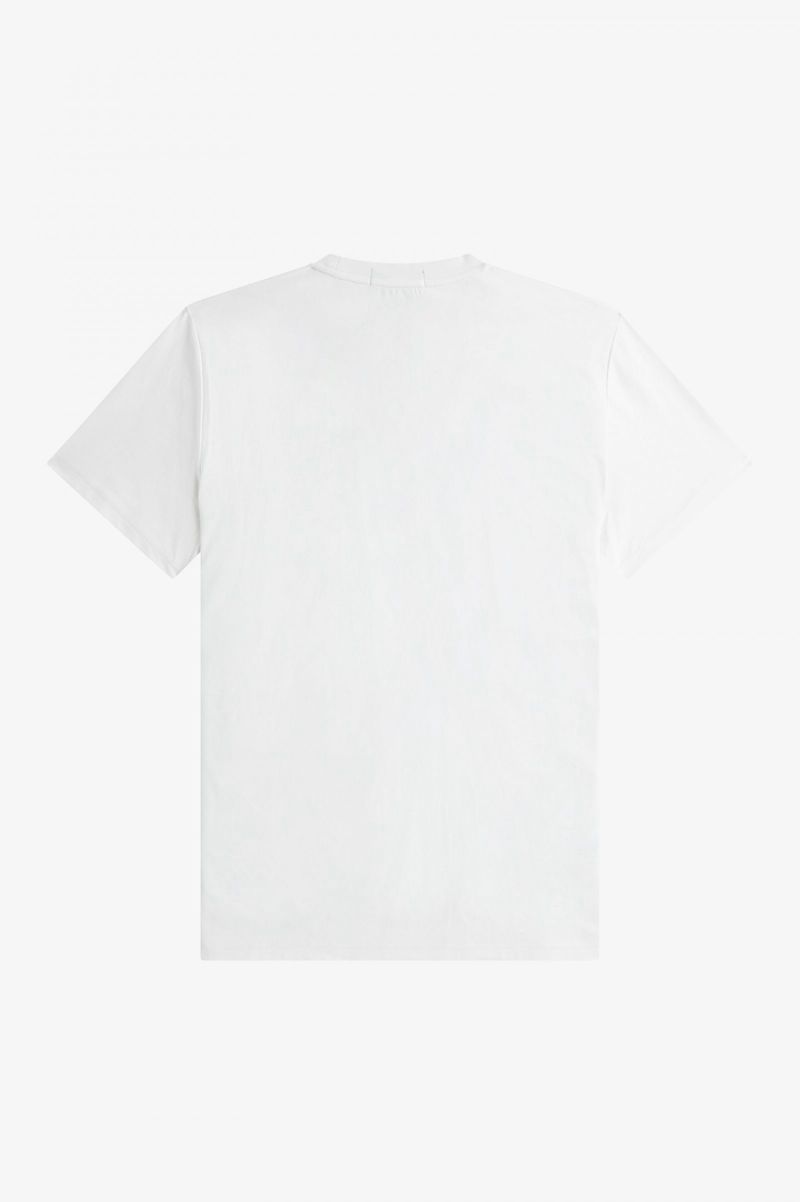 Men's Fred Perry Print T-Shirts White | 5628310-RA