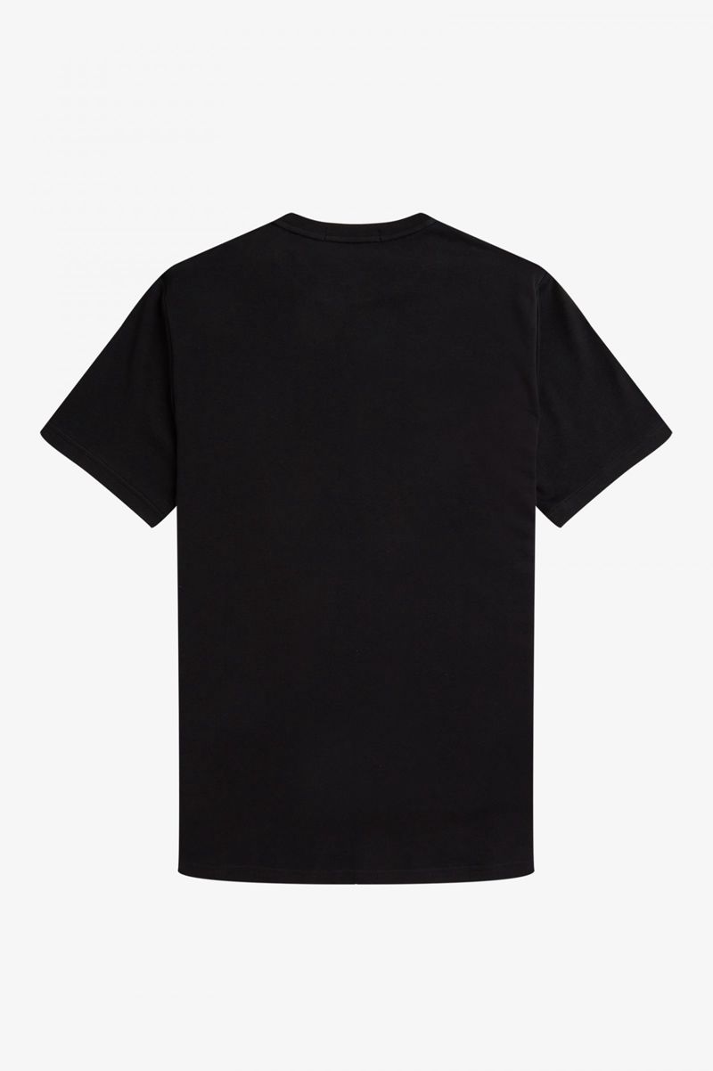 Men's Fred Perry Printed Chest Patch T-Shirts Black | 6294170-LQ