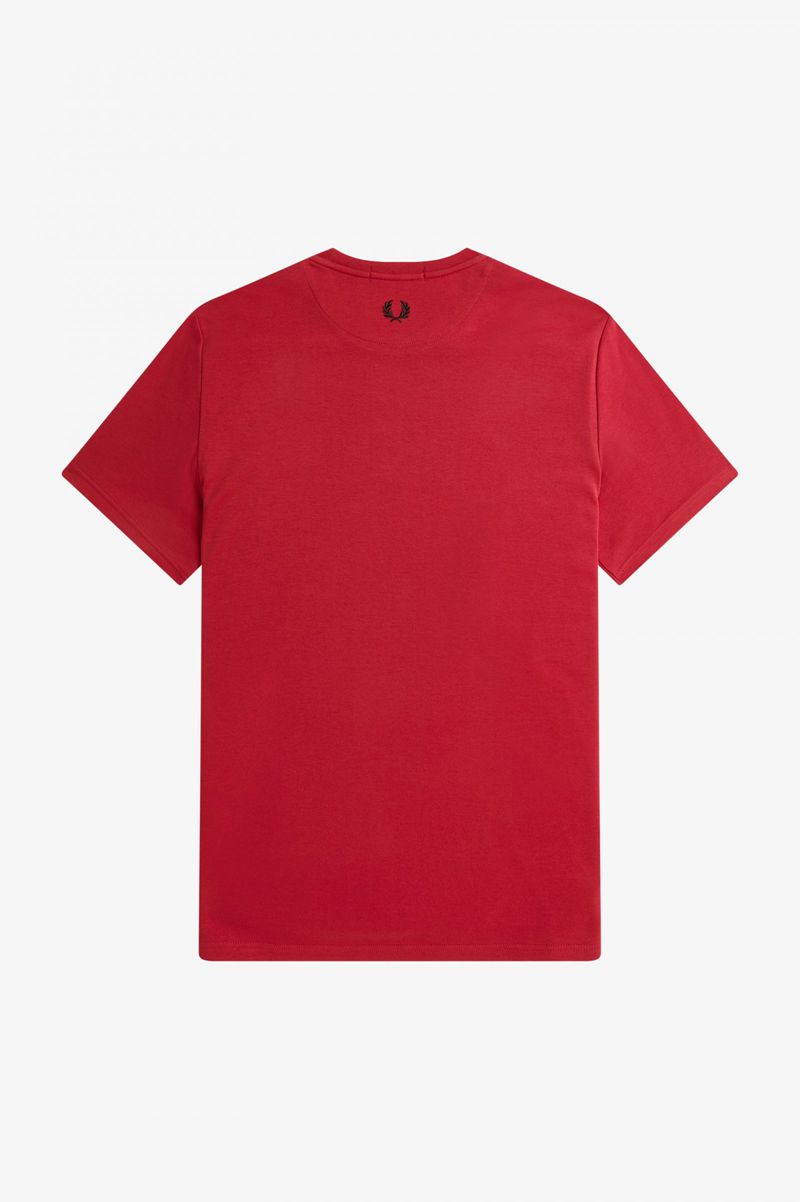 Men's Fred Perry Printed Hem Patch T-Shirts Red | 1497860-NX