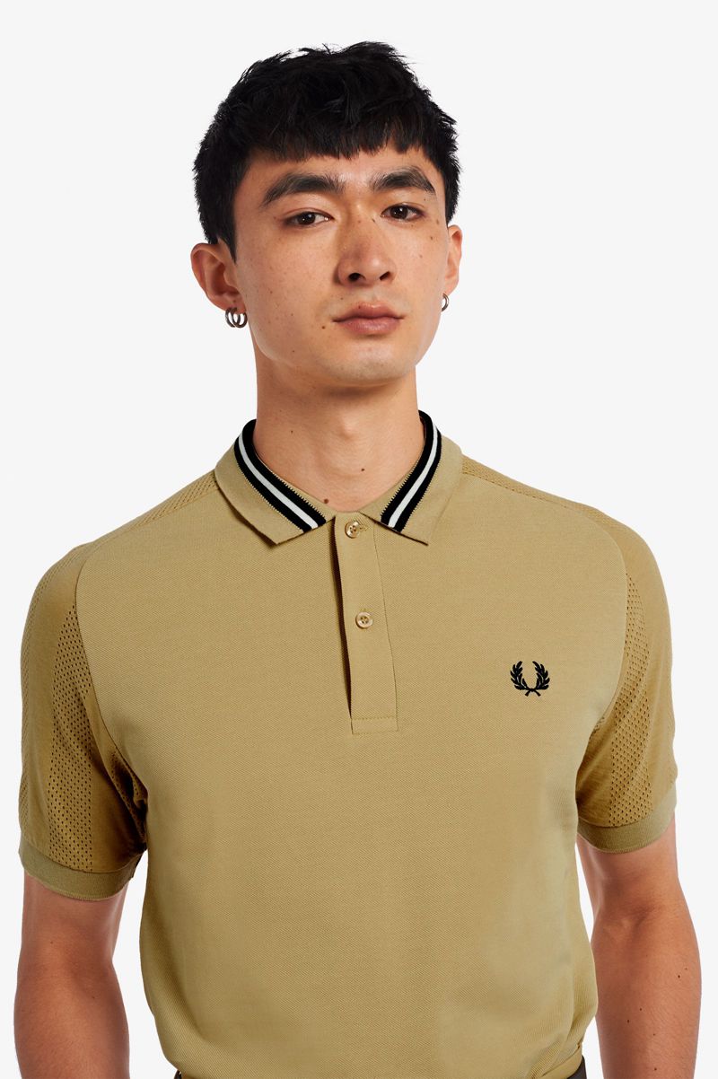 Men's Fred Perry Raglan Sleeve Polo Shirts Grey | 8506473-QA