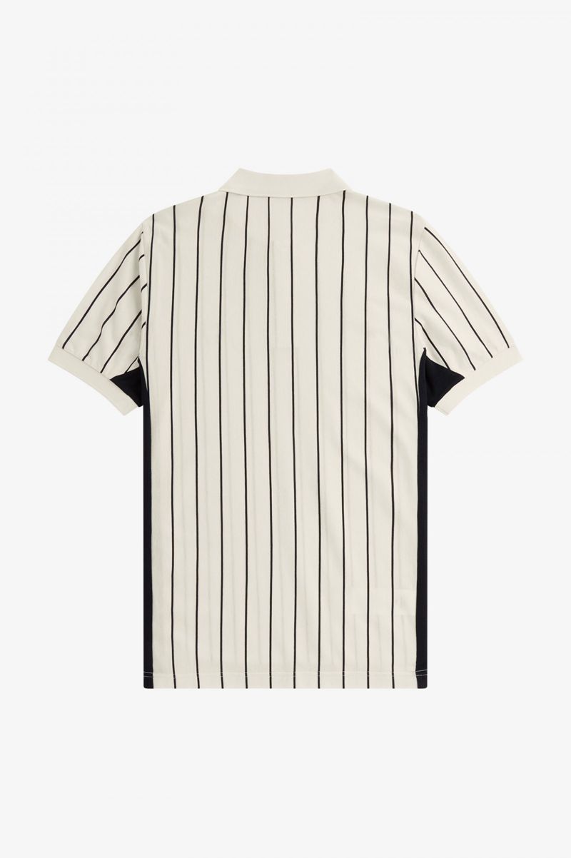 Men's Fred Perry Refined Pinstripe Polo Shirts White | 3807615-FR