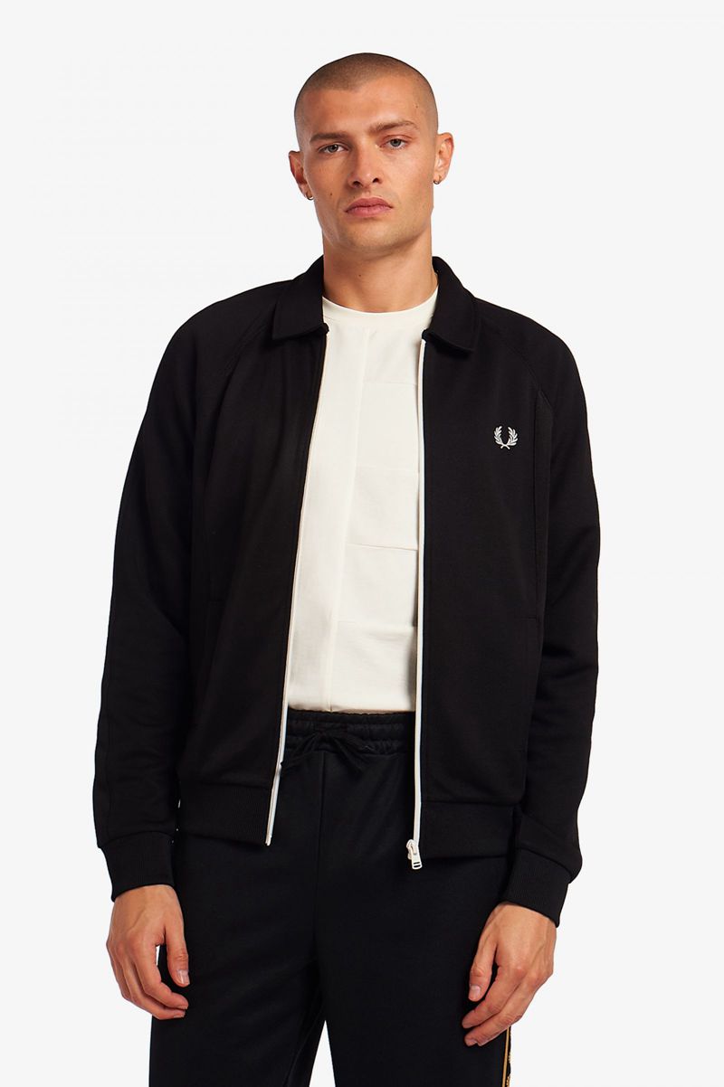 Men's Fred Perry Reverse Panel Track Jackets Black | 8721653-VE