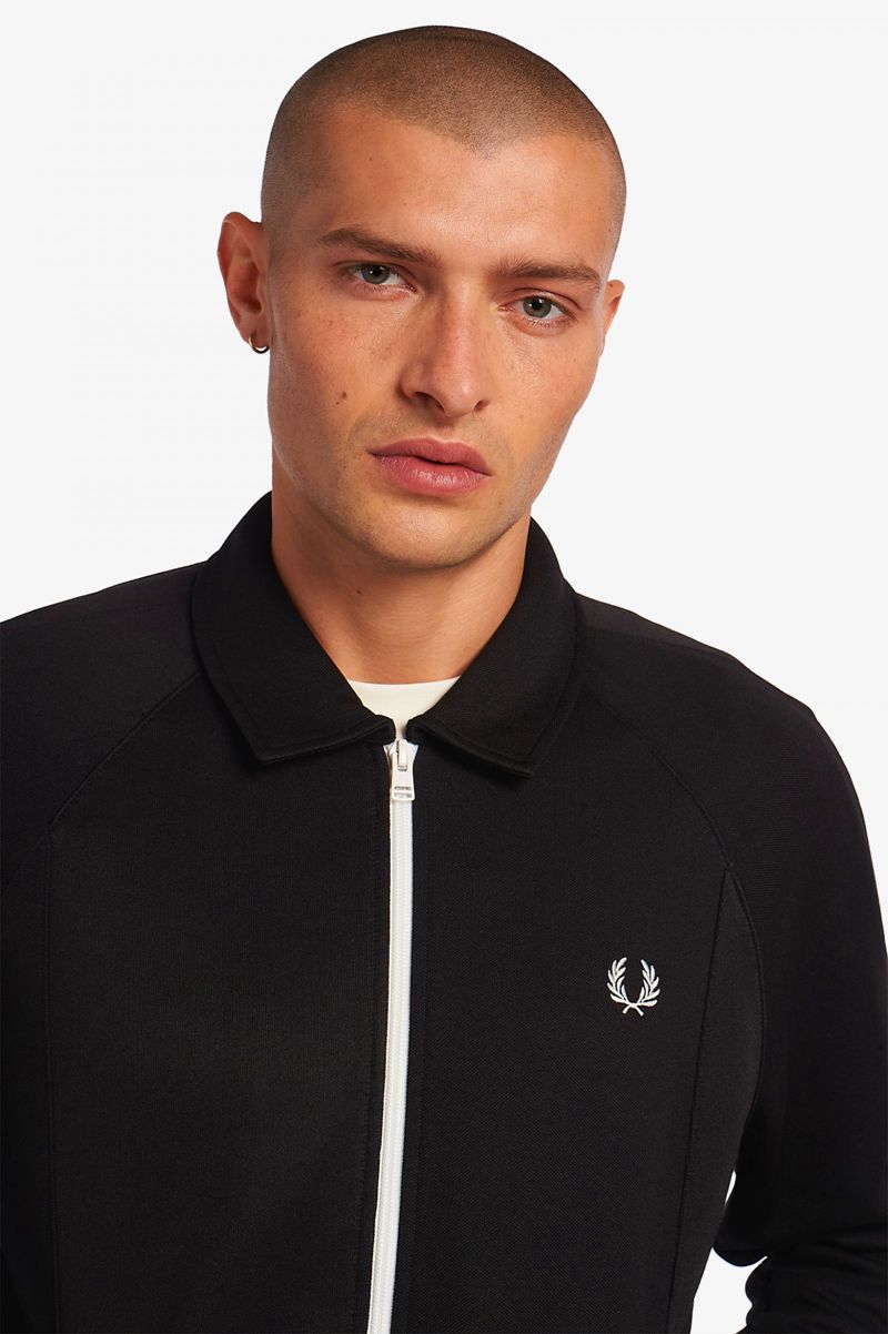 Men's Fred Perry Reverse Panel Track Jackets Black | 8721653-VE