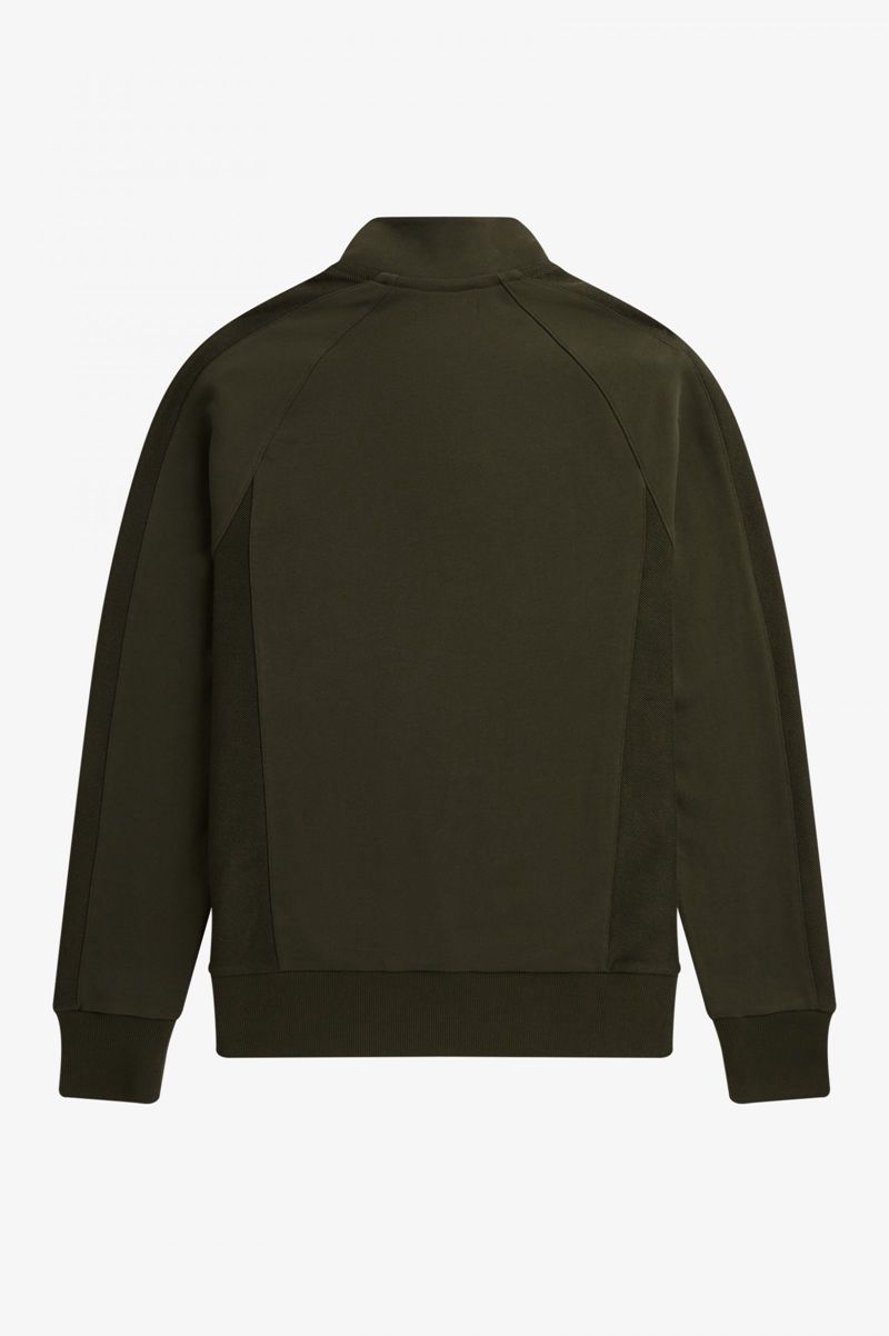 Men's Fred Perry Reverse Texture Half Zip Sweatshirts Green | 4721689-DS