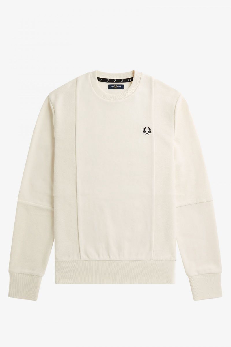 Men's Fred Perry Reverse Texture Sweatshirts White | 8957143-PY