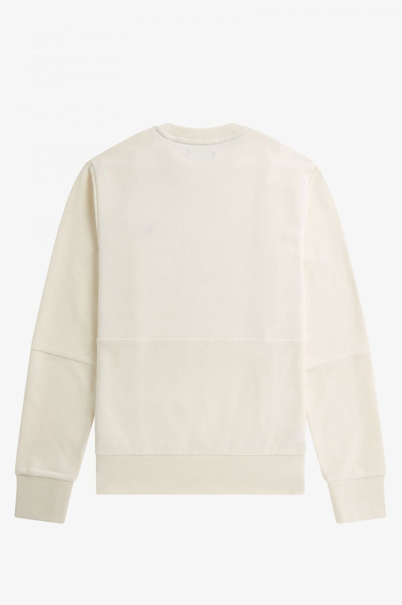 Men's Fred Perry Reverse Texture Sweatshirts White | 8957143-PY