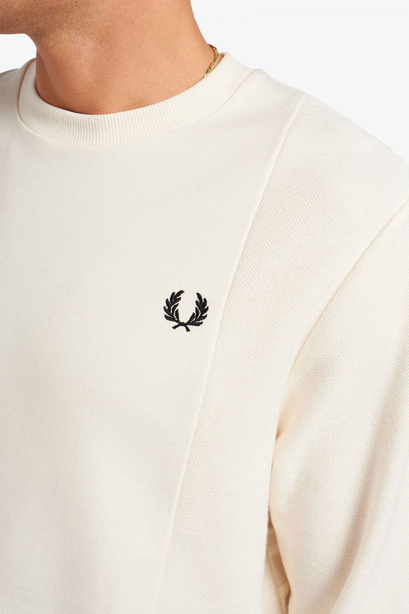 Men's Fred Perry Reverse Texture Sweatshirts White | 8957143-PY