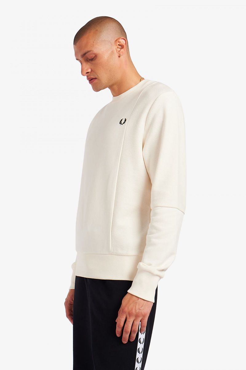 Men\'s Fred Perry Reverse Texture Sweatshirts White | 8957143-PY