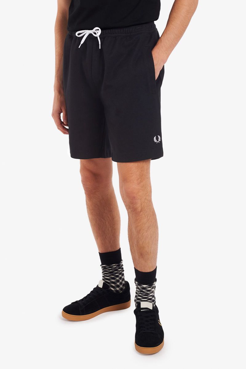 Men\'s Fred Perry Reverse Tricot Shorts Black | 9268015-RC