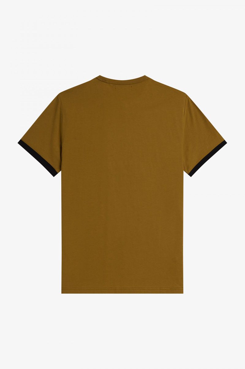 Men's Fred Perry Ringer T-Shirts Camel | 8924310-AL