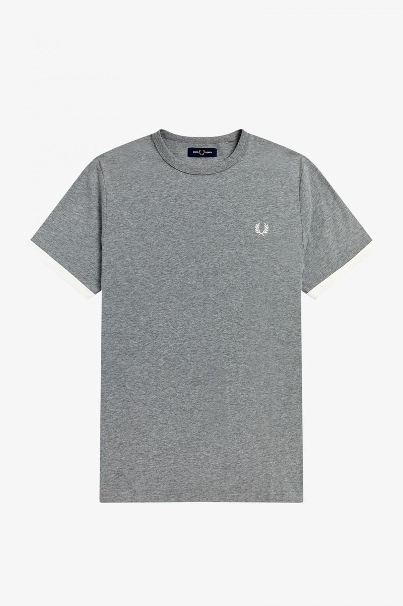 Men\'s Fred Perry Ringer T-Shirts Grey | 6154380-XY