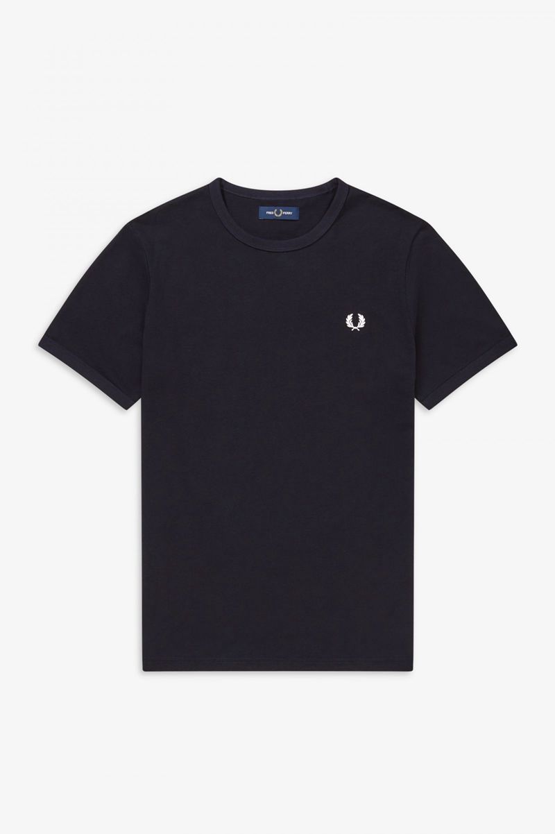 Men's Fred Perry Ringer T-Shirts Navy | 4962857-TU