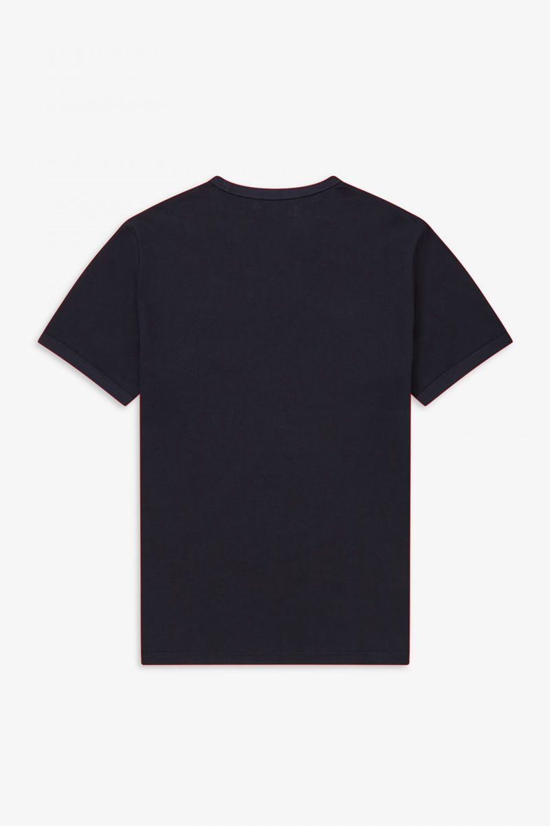 Men's Fred Perry Ringer T-Shirts Navy | 4962857-TU