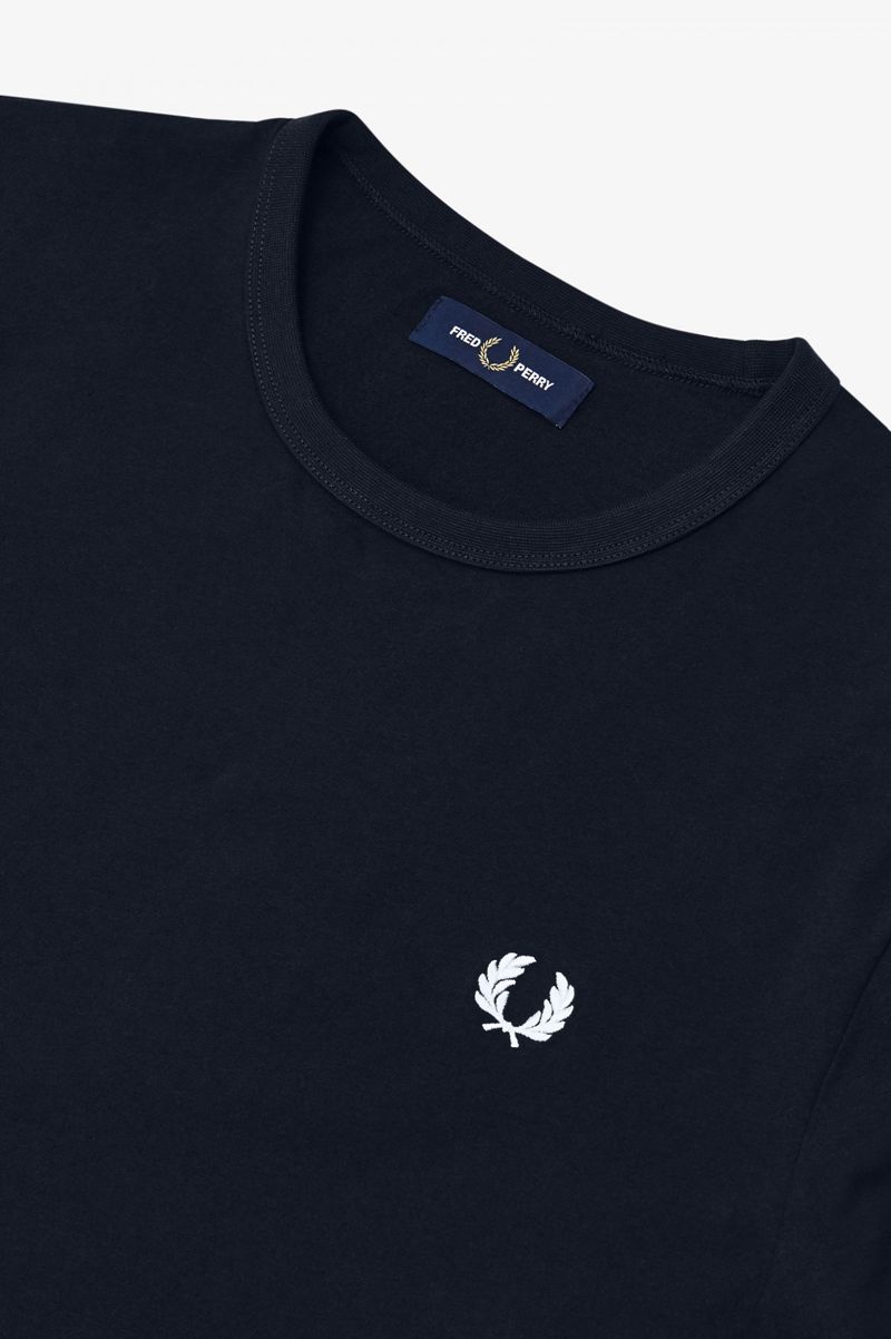 Men's Fred Perry Ringer T-Shirts Navy | 4962857-TU