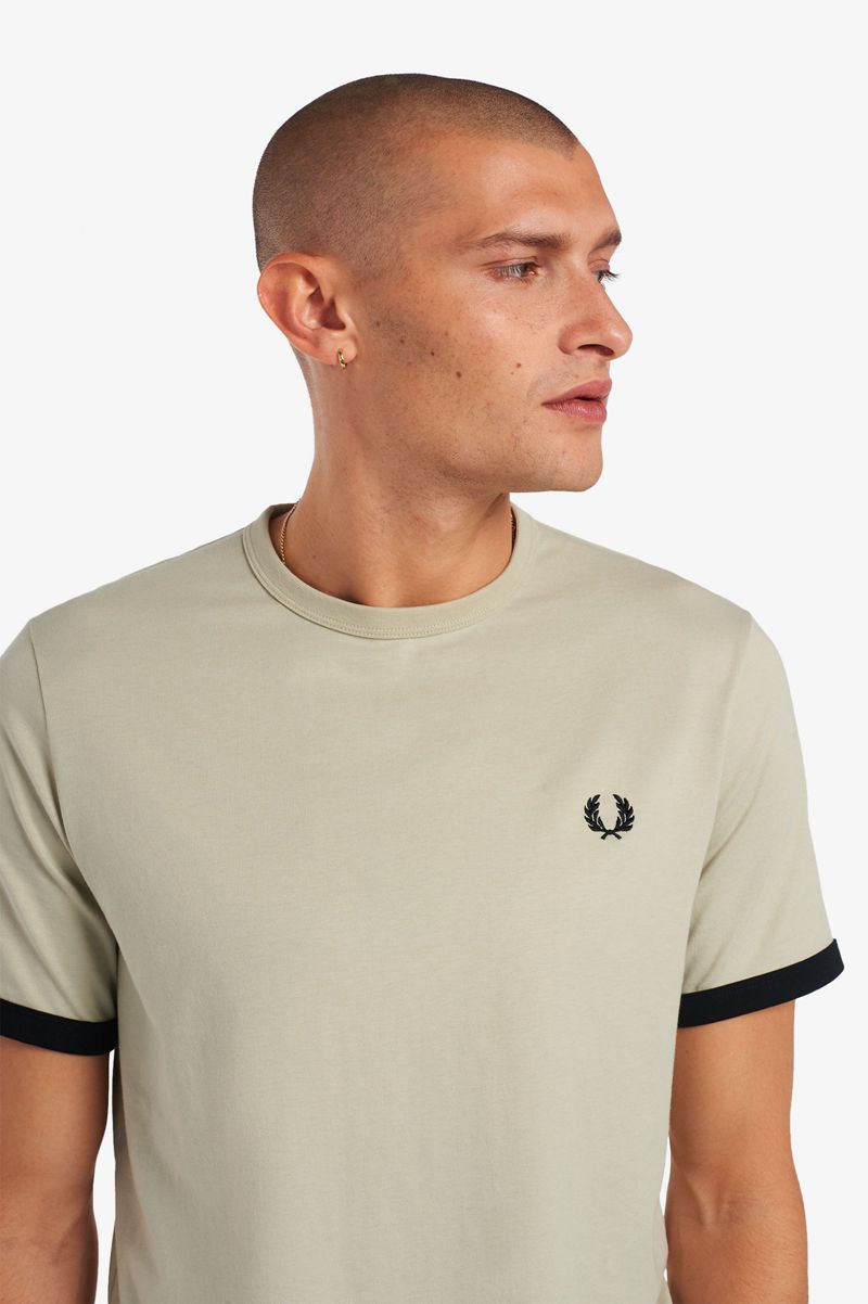 Men's Fred Perry Ringer T-Shirts White | 3489176-CF