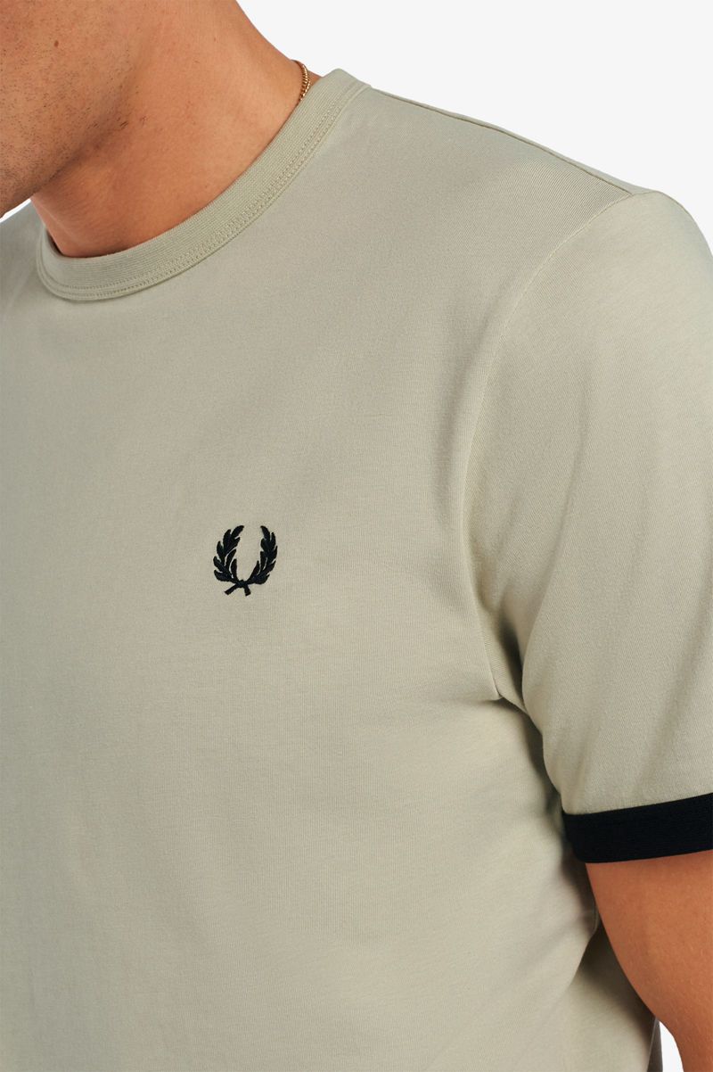 Men's Fred Perry Ringer T-Shirts White | 3489176-CF