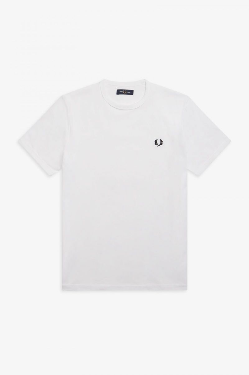 Men's Fred Perry Ringer T-Shirts White | 8527014-IL