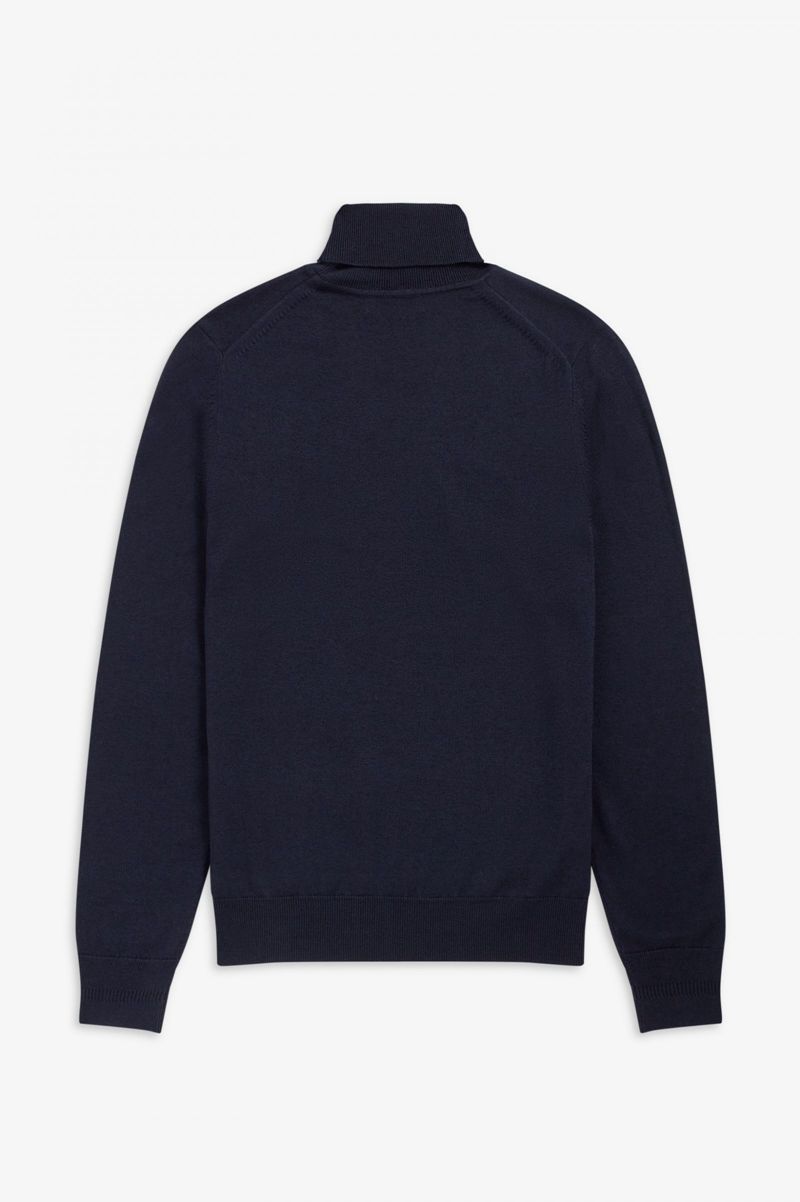 Men's Fred Perry Roll Neck Jumper Knitwear Navy | 2469580-WD