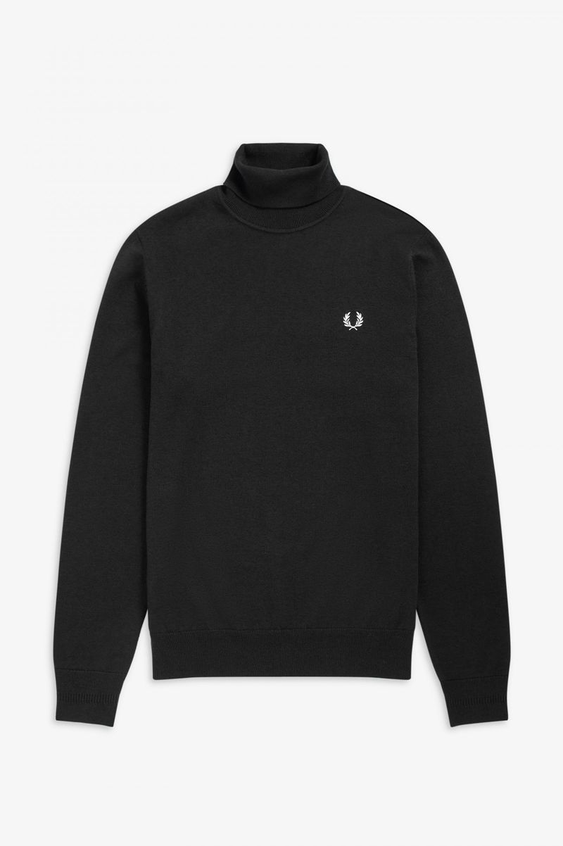 Men's Fred Perry Roll Neck Jumper Knitwear Black | 4162305-WH