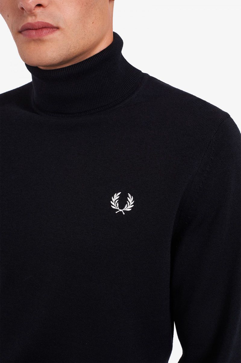 Men's Fred Perry Roll Neck Jumper Knitwear Black | 4162305-WH