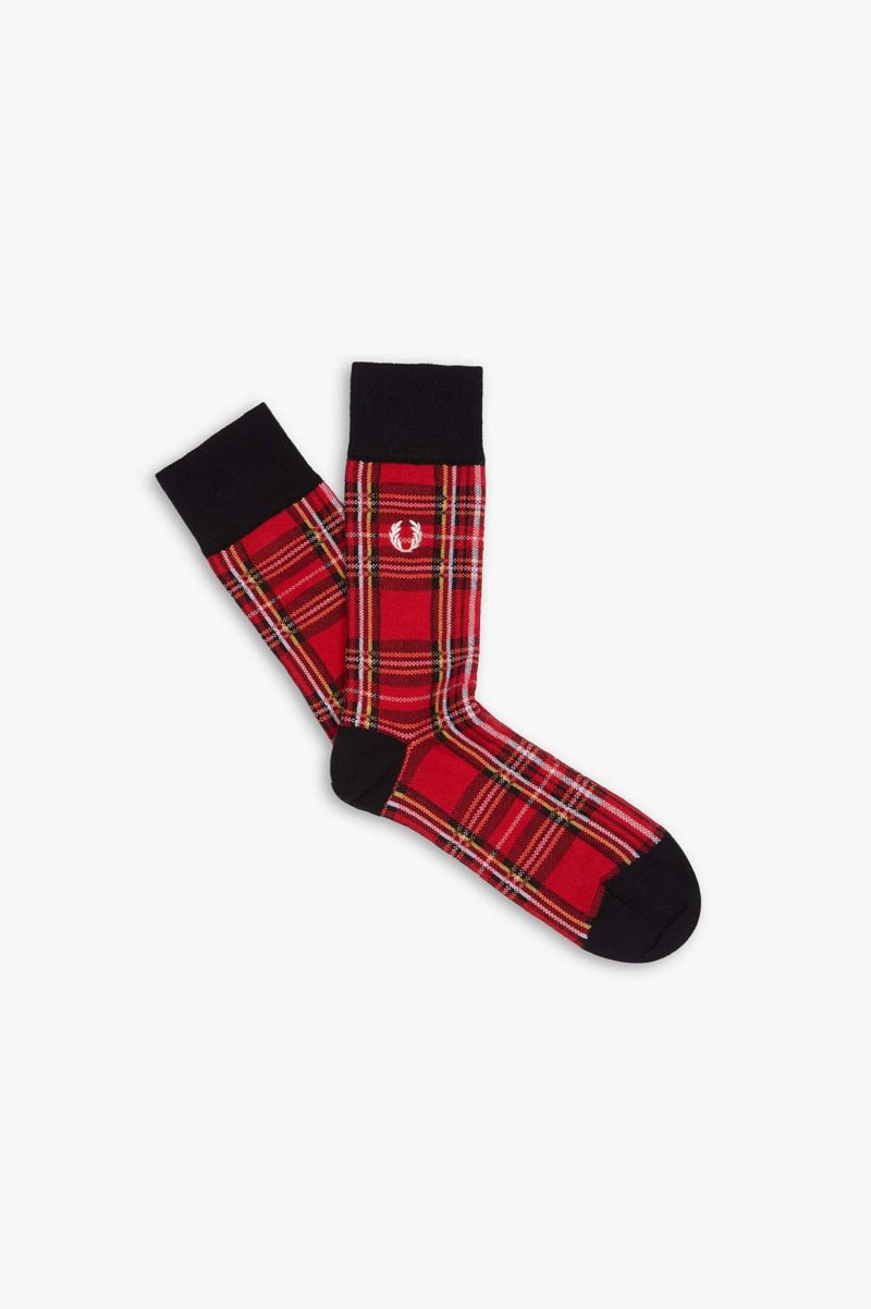 Men\'s Fred Perry Royal Stewart Tartan Socks Red | 3986710-HG