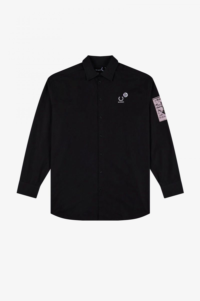 Men's Fred Perry SM1955 Shirts Black | 6073249-MX