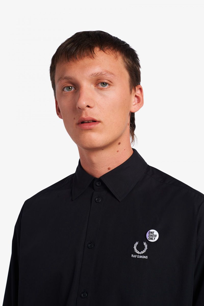 Men's Fred Perry SM1955 Shirts Black | 6073249-MX