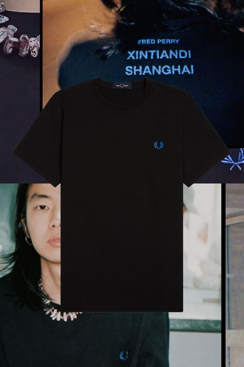 Men's Fred Perry Shanghai Ringer T-Shirts Black | 3904287-KH