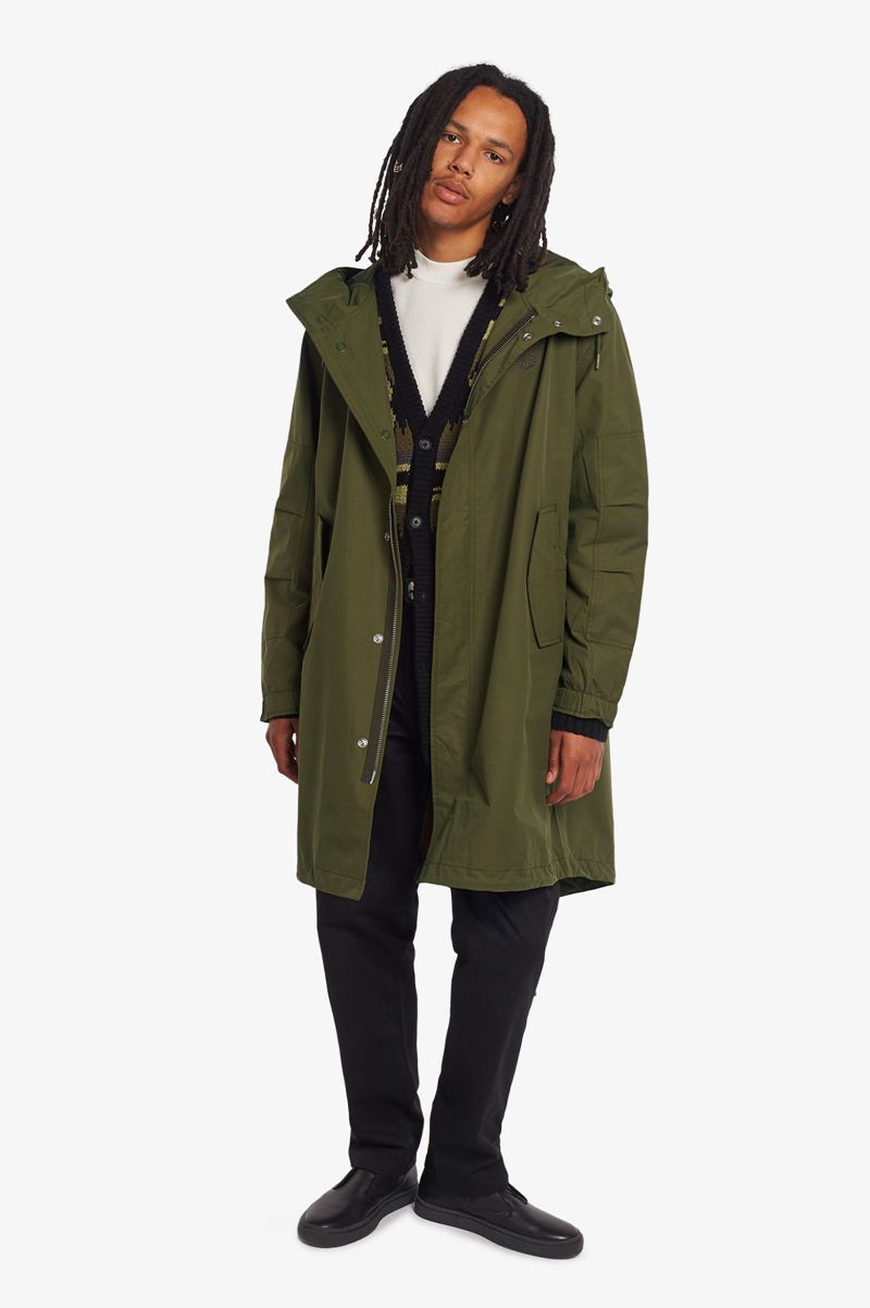 Men's Fred Perry Shell Parka Jackets Green | 8042753-JF