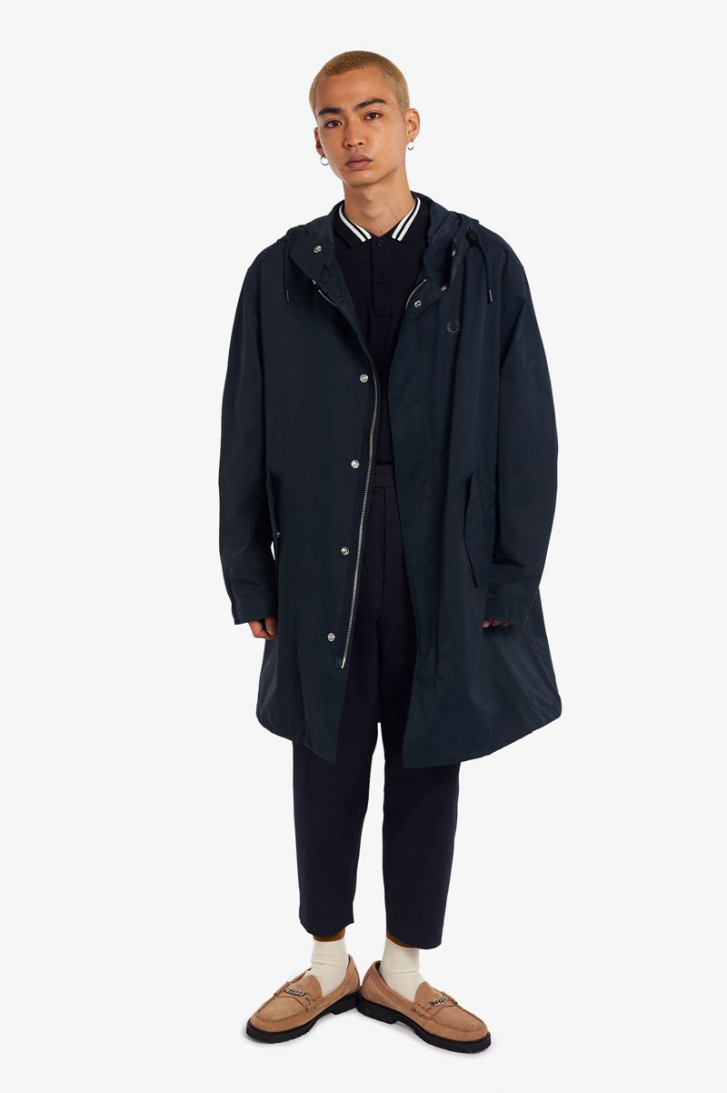 Men's Fred Perry Shell Parka Jackets Navy | 8147230-MA