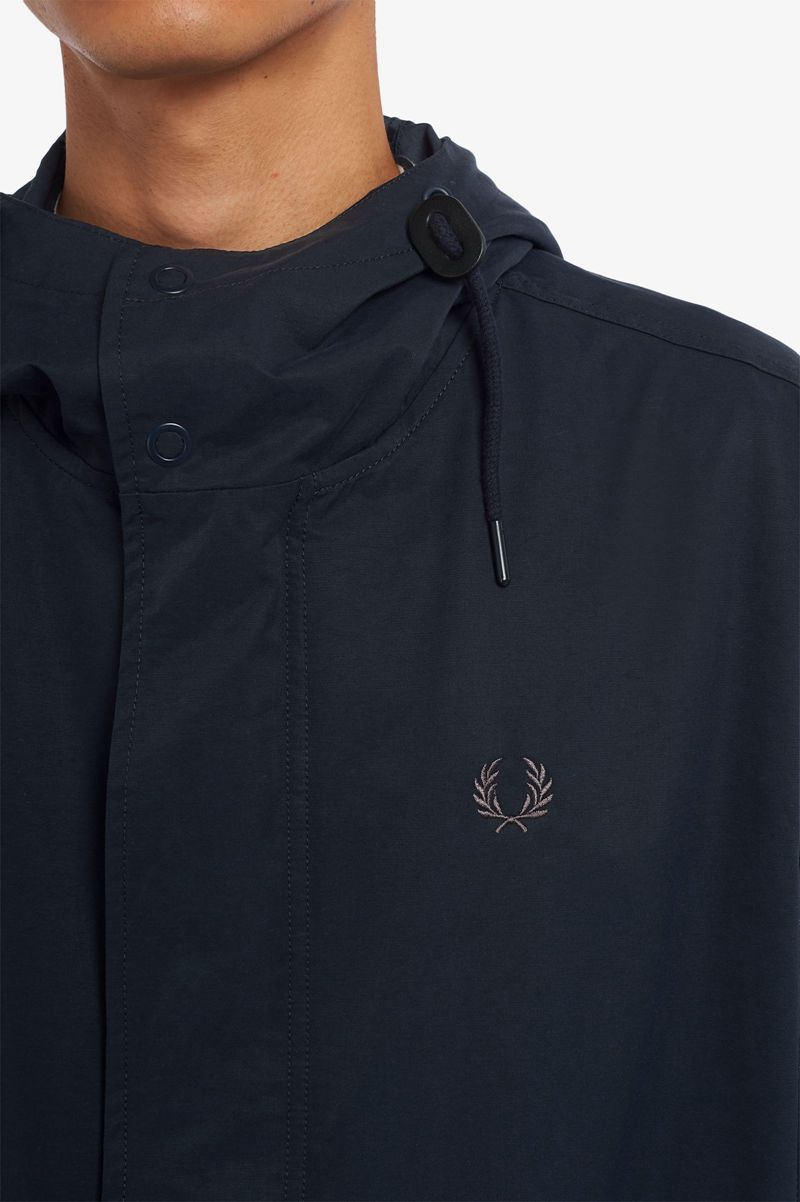 Men's Fred Perry Shell Parka Jackets Navy | 8147230-MA