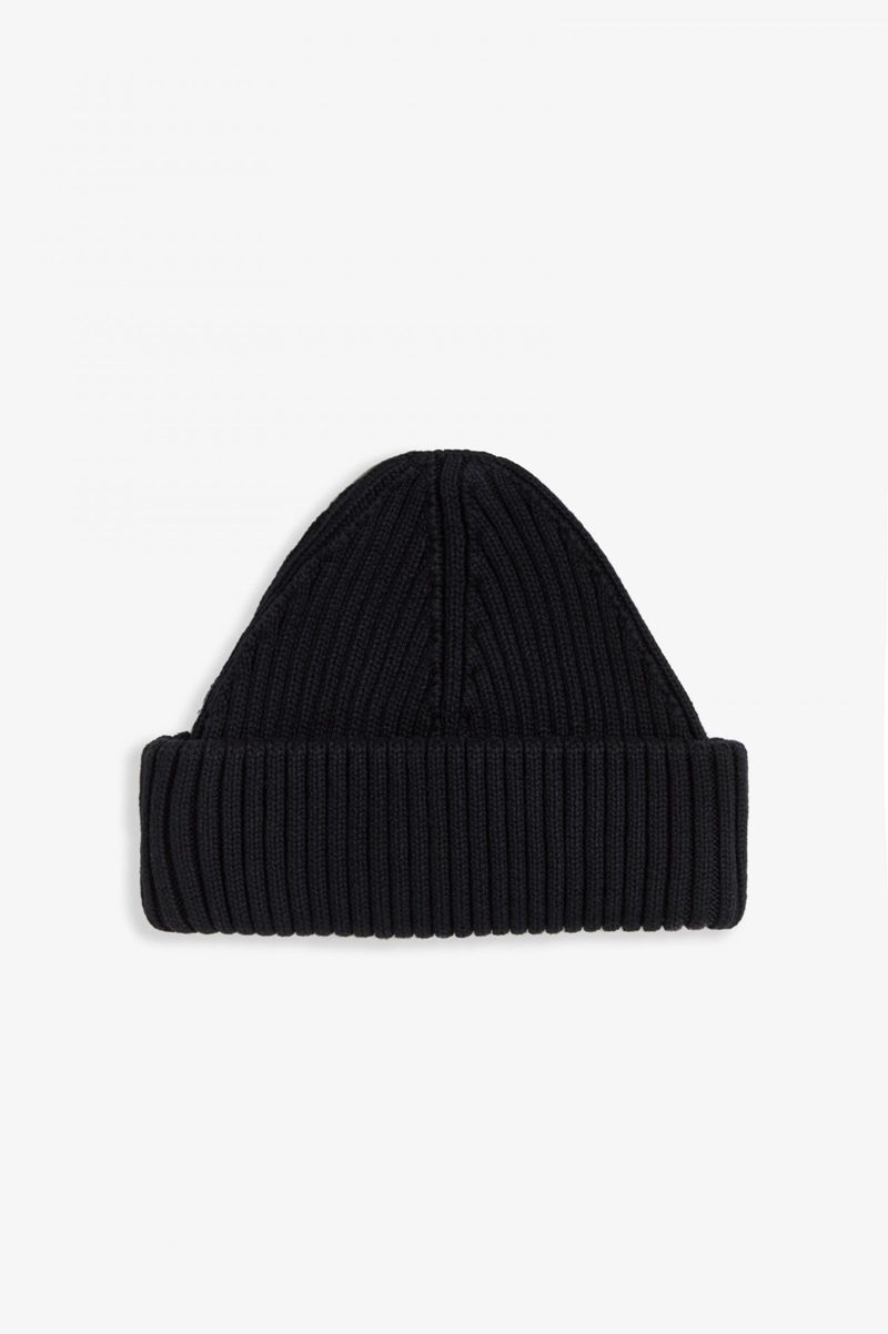 Men's Fred Perry Short Ribbed Beanie Black | 5690841-JP