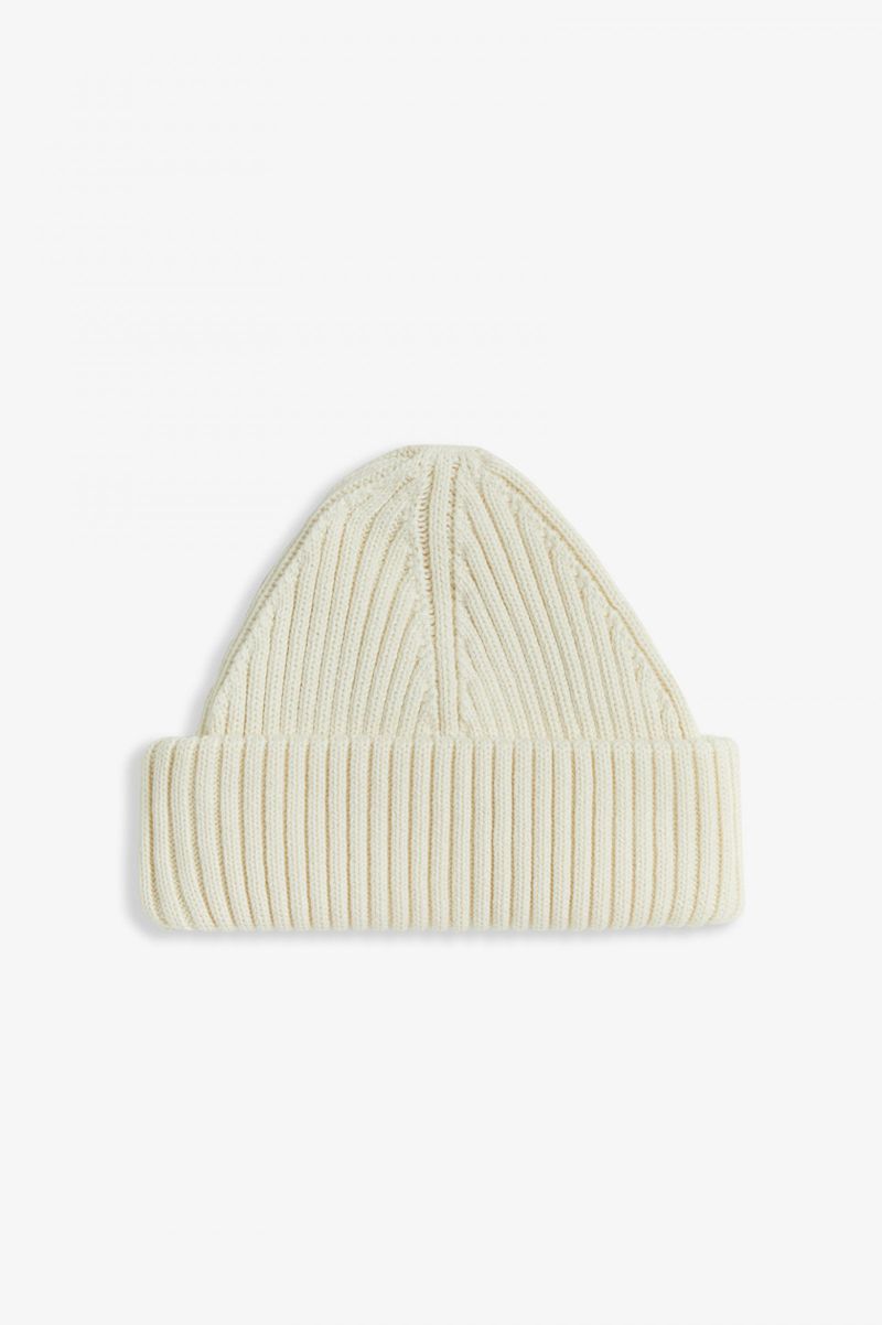 Men's Fred Perry Short Ribbed Beanie White | 1863457-VK