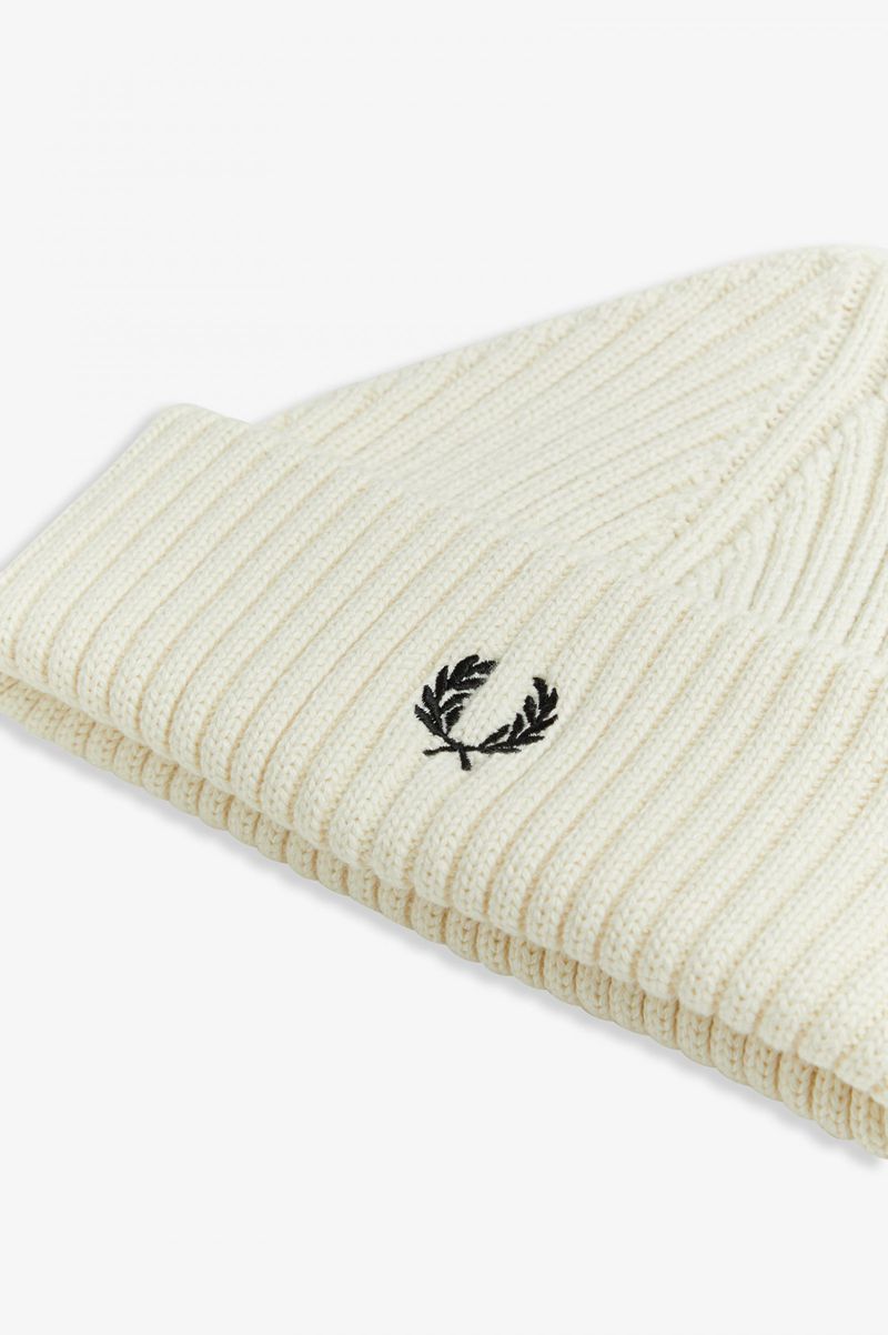 Men's Fred Perry Short Ribbed Beanie White | 1863457-VK