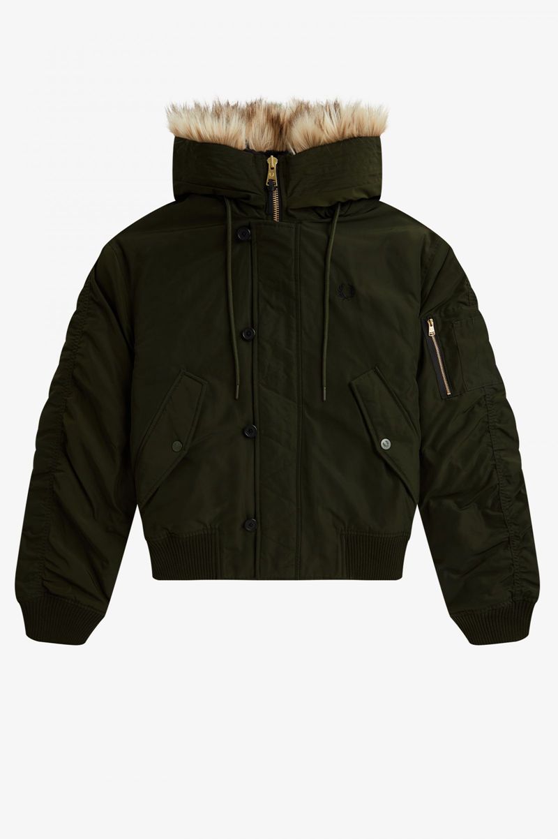 Men's Fred Perry Snorkel Hooded Bomber Jackets Green | 6971523-AK