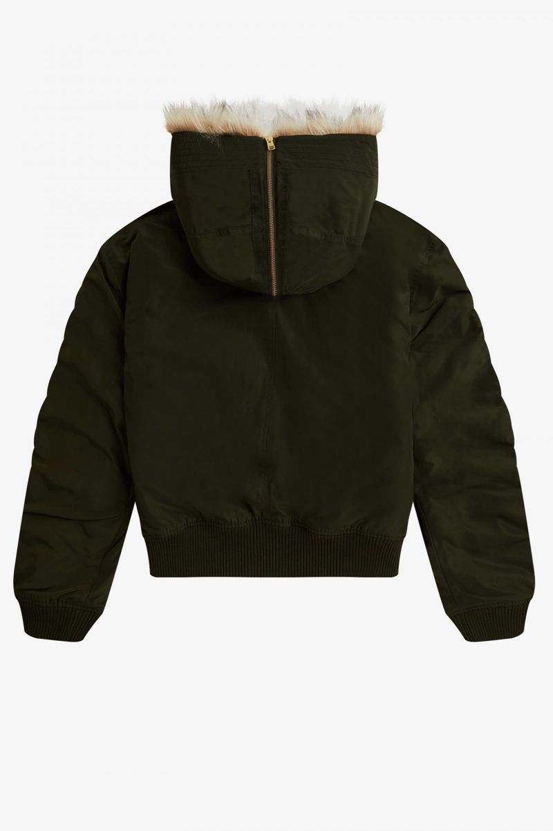 Men's Fred Perry Snorkel Hooded Bomber Jackets Green | 6971523-AK