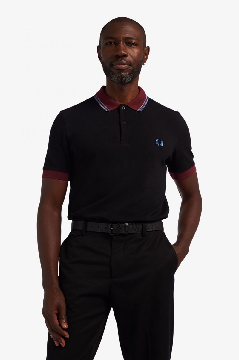 Men's Fred Perry Space Dye Tipped Polo Shirts Black | 4859762-RD