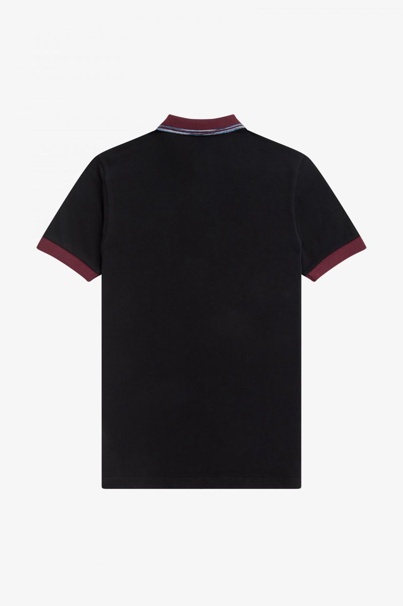 Men's Fred Perry Space Dye Tipped Polo Shirts Black | 4859762-RD