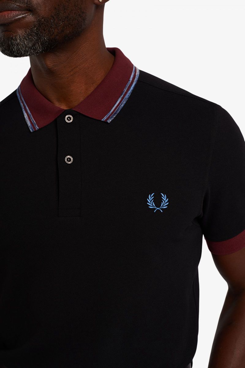 Men's Fred Perry Space Dye Tipped Polo Shirts Black | 4859762-RD