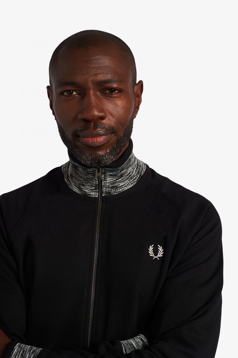 Men's Fred Perry Space Dye Tipped Track Jackets Black | 1759368-DZ