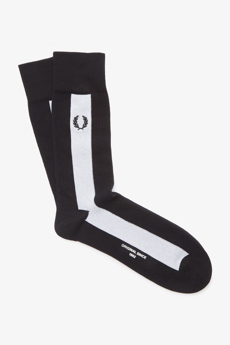 Men\'s Fred Perry Striped Piqué Socks Black | 0829531-YP