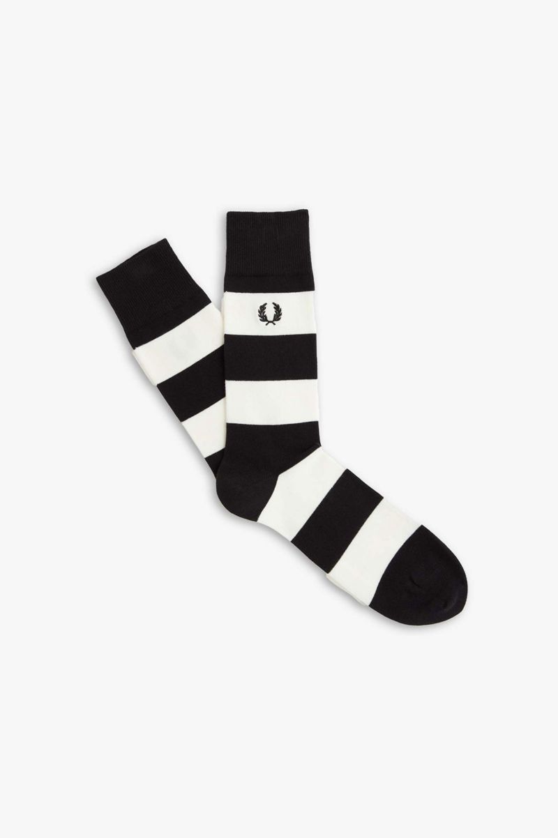 Men\'s Fred Perry Striped Socks Black | 0376894-SK