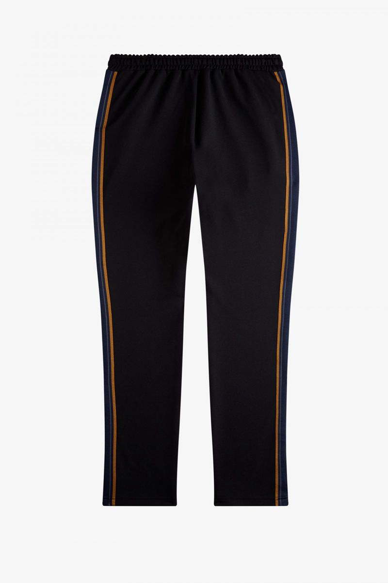 Men's Fred Perry Striped Tape Track Pants Black | 2483615-IO