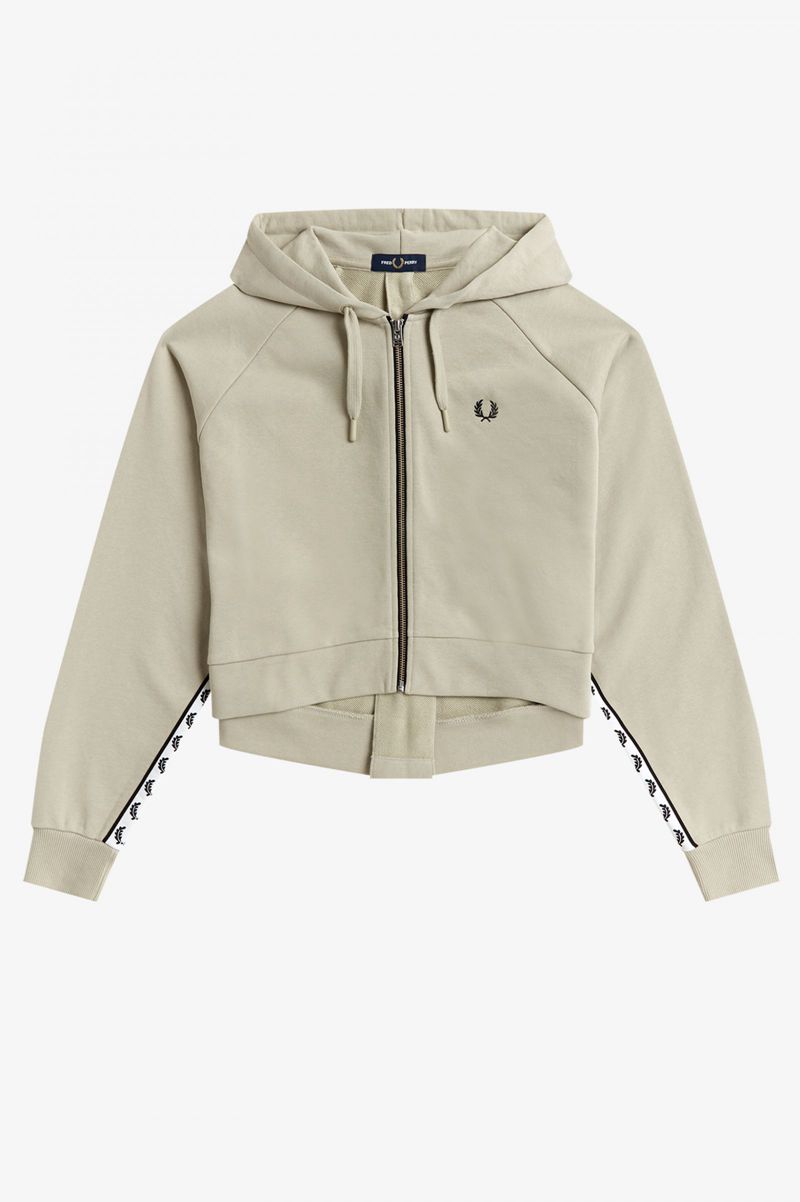 Men's Fred Perry Taped Hooded Sweatshirts White | 3961570-IB