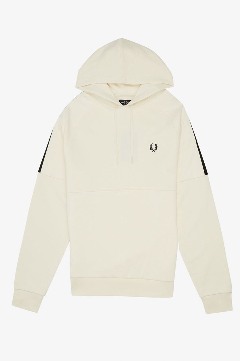 Men's Fred Perry Taped Hooded Sweatshirts White | 7480926-GM