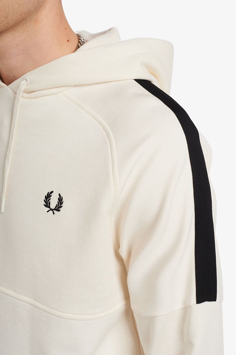 Men's Fred Perry Taped Hooded Sweatshirts White | 7480926-GM